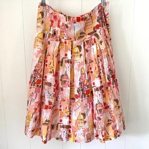 Vintage Retro Paris Print Full Skirt Sz 2